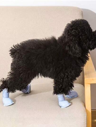 PETSIN 1 双宠物防滑雨鞋；防水耐磨户外狗雨鞋；宠物用品。