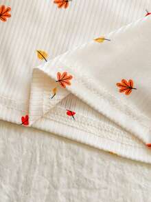 Vintaside Kids 2 pièces Ensemble Top imprimé feuilles polyvalent et body avec broderie écureuil pour nouveau-né, convient pour le printemps/automne, intérieur et extérieur, port quotidien