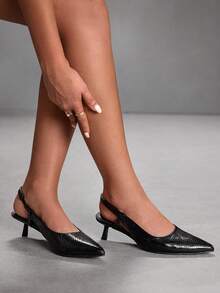 CUCCOO SZL Zapatos de vestir de tacón de aguja y punta fina para mujer, adecuados para ocasiones formales y fiestas como Navidad - Negro - Ver 5