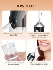 JMMO Water Dental Flosser Cordless Oral Irrigator With 4 Tips, Portable Travle Irrigation Cleaner Waterproof Electric Irrigador Dental For Teeth Cleaning - Multicolor - View 8