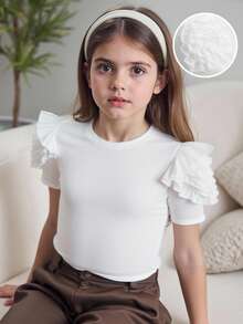 适合青少年女孩的休闲基础款T恤，舒适时尚，适合春夏穿着，可用于运动、校园和社交场合，轻松展现自然清新的气质。 - 白色 - 查看 6