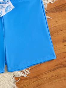 SHEIN Tween Girl Seashell Print Tankini Swimsuit Set, Random Print, Suitable For Vacation, Beach, Summer, Spring Break - Multicolor - View 3