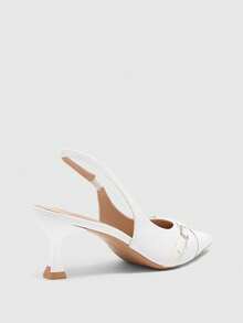 CUCCOO BIZCHIC Women's Pointed Toe Stiletto Heel White Backstrap High Heel Pumps, Slingback Dress Shoes For Outdoor, Commute, Party, Banquet, Office Wear Valentine's Day Spring Shoes - White - View 9