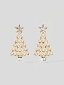 Aloruh 2 件圣诞树耳环，时尚奢华镶嵌耳环，适合节日聚会等场合 - 彩色 - 查看 1
