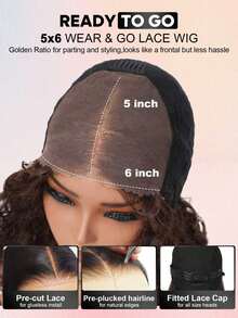 ALL READY WIG Tóc giả không keo Wear And Go, tóc thật, nhổ sẵn, cắt sẵn, màu nâu sô cô la, tóc giả ren phía trước cho phụ nữ da đen, tóc giả bob sóng nước mật độ 200, tóc giả xoăn màu tóc thật (màu nâu sô cô la, 16 inch) - S4 - Xem 7