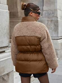 立领泰迪熊纹理配套女士羽绒服