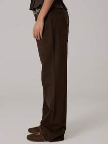MUSERA Quần jeans ống đứng thêu họa tiết phía trước, kiểu dáng thường ngày dễ thương, phù hợp mùa thu đông ấm áp, phong cách Coco Cloud, thích hợp cho mùa xuân hè. - Màu nâu Sô-cô-la - Xem 4