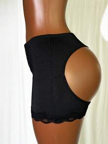 Solid Cut Out Back Shapewear Shorts, Panty