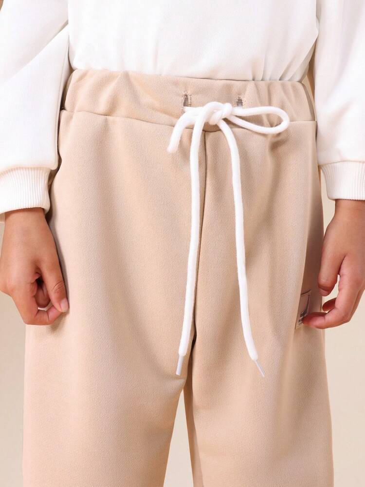 Fleece Sweatpants With Elastic Waistband And Ribbed Cuffs