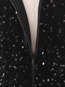 Glamorique Kids Váy dự tiệc lấp lánh màu đen cho bé gái, Váy nhung cao cấp cho sinh nhật, dịp trang trọng - màu đen - Xem 5