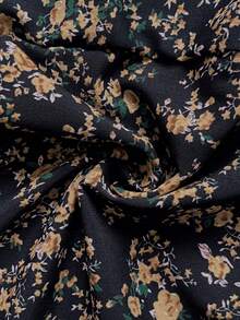 SHEIN Áo cánh tay đèn lồng họa tiết hoa nhỏ xinh dành cho bà bầu, mùa xuân - Màu xanh hải quân - Xem 7