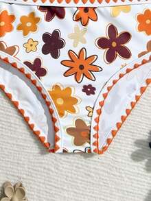 女童碎花泳衣套装