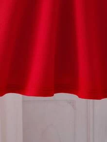 Váy chữ A tay bồng, cổ tròn, đính hạt màu đỏ cho bé gái, thích hợp mặc vào dịp năm mới, tiệc tùng, xuân/thu, đông, giáng sinh - Đỏ - Xem 6