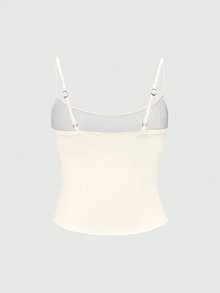 ROMWE Kawaii 可爱兔子蕾丝卡哇伊爱心兔子樱桃吊带背心（女款） - 米色 - 查看 2