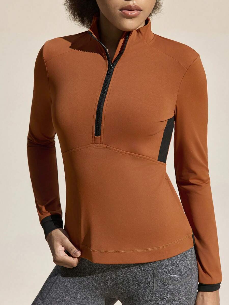 Exploreva Sweatshirt Lengan Panjang Wanita Kasual, Nyaman, dan Bernapas untuk Aktivitas Luar Ruangan - Burnt Orange - View 1