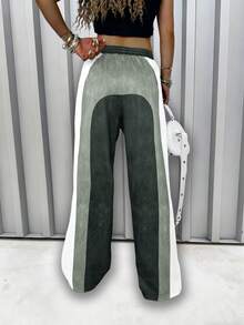 Rovax Pantaloni de trening casual color block pentru femei cu imprimeu digital integral - Multicolor - Vizualizare 2