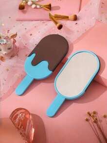 Joivida 1 Espejo de mano de maquillaje con diseño de chocolate lindo - Portátil, sin batería, marco de plástico, tema de dibujos animados, superficie pulida, perfecto para estudiantes y belleza en movimiento - Multicolor - Ver 6