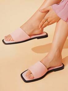 CUCCOO BASICS Sandalias planas cómodas de mujer para uso diario casual - Rosa Pálido - Ver 7
