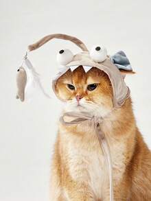 PETSIN 1pc Pink Cute Dinosaur & Gray Big Eye Head Cover, Funny Interactive Cat Toys, Pet Hat