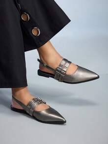 CUCCOO GRLICON Bailarinas de punta fina y versátiles para mujer - Gris Oscuro - Ver 5