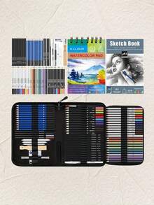 28/51/72件套绘画素描套装 - 专业美术用品 - 包括水彩、石墨、彩色颜料、金属色颜料、粉彩、炭笔 - 彩色 - 查看 1