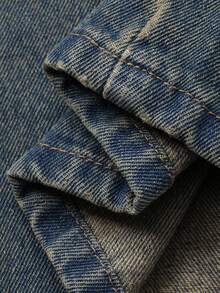 DAZY Celana Jeans Denim Wanita Longgar Kasual Retro Serbaguna untuk Natal, Cocok untuk Musim Gugur, Musim Dingin, dan Musim Panas - Biru - View 4