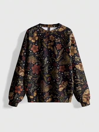 Goth Sudadera gótica de talla grande con diseños de mariposa hippie, flores, sol, luna y estrellas