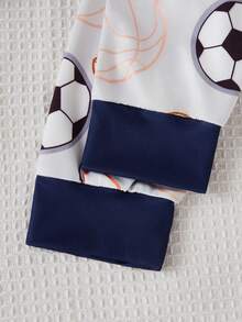 Boys' Fashionable & Cute Sports Football & Rugby Graphic Print Long Sleeve Top And Leggings Pajama Set Snug Fit Boys Lounge Set Boys Pajama Set Soccer Boys Clothes Kids Pj Set - Multicolor - View 6