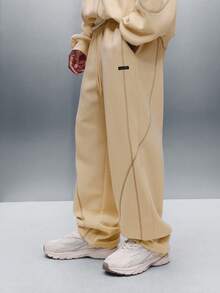 PLAYBOY X SUMWON Oversized Hooded Co-Ord Set With Centre Pocket Drawstring Hoodie And Matching Sweatpants For Casual Streetwear Comfort - Khaki - View 4