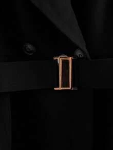 SHEIN LUNE Ensemble 2 pièces grande taille pour femmes, veste unie de ville et jupe brillante - Noir - Voir 4