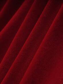 Franclia 优雅女士连衣裙，褶皱腰身，圆领，白色珍珠串珠，闪亮网纱袖，酒红色天鹅绒面料，适合新年、秋冬季及时尚派对穿着 - 酒紅色 - 查看 7