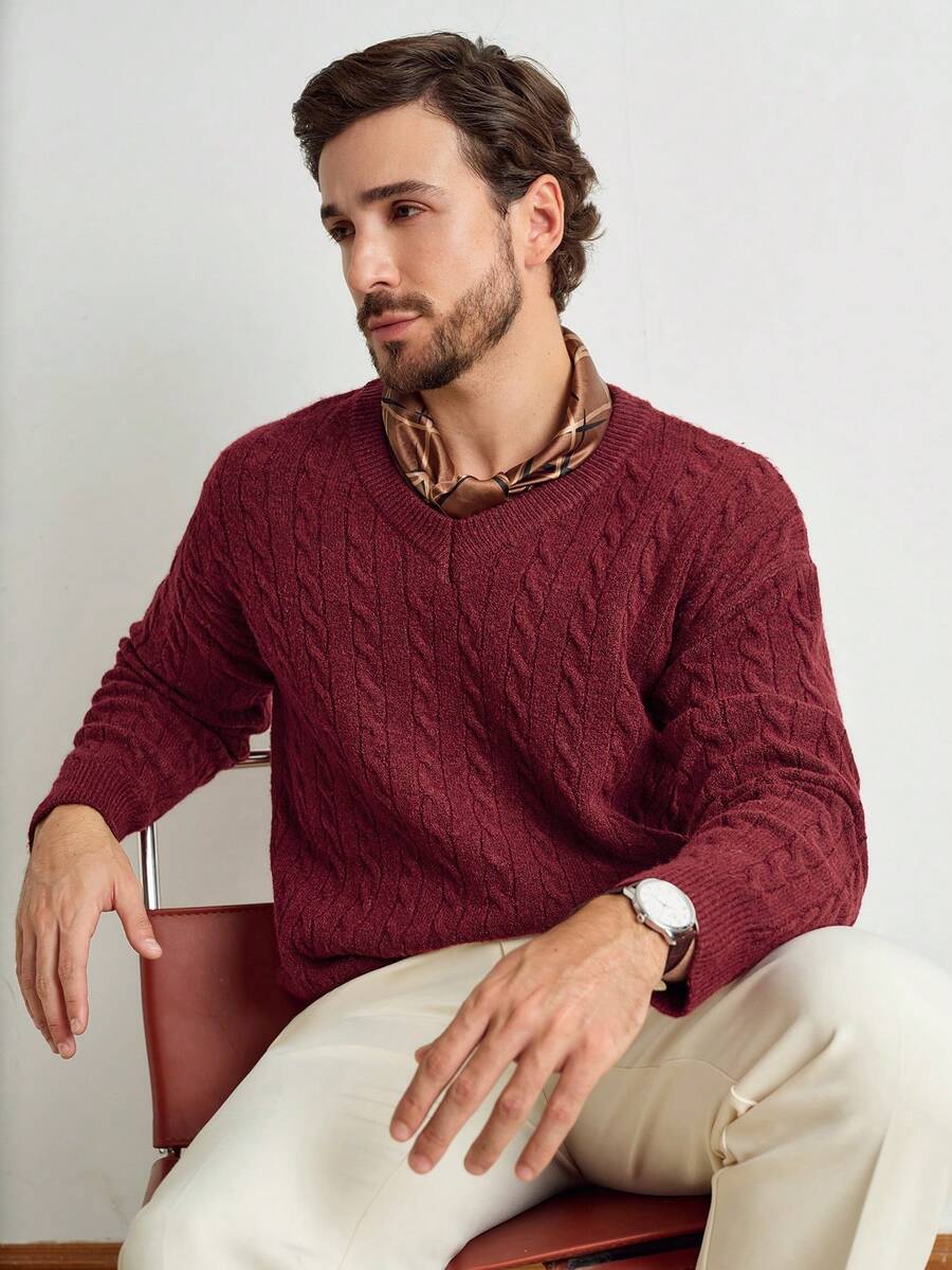 Manfinity CityGents 男士休闲V领长袖针织衫，秋冬季百搭单品