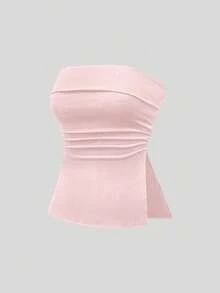 ROMWE Grunge Punk Hauts femme multicolores à ourlet fendu noir et blanc