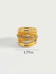 Glisma 18K镀金单颗珍珠/珍珠母贝金属镶钻开口戒指，优雅、可爱、奢华，适合派对、休闲、音乐会/节日、夜店、婚礼、假日、度假、露营等场合，也适合Y2K风格/送给妈妈/女性/女孩，/节日/假日/度假/老钱/性感/优雅，夏季/海滩/舞会/多层/宝石/串珠/水晶，魅力/厚重 - 金色-彩色 - 查看 6