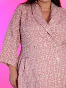 Pretty and Ole Plus Size Women's Wool Lapel Long Sleeve Elegant Double Breasted Pleated Hem Blazer Dress Is Elegant And Romantic, Formal Women Dresses,Suitable For Music Festival Parties And Other Scenes Winter Fall Autumn