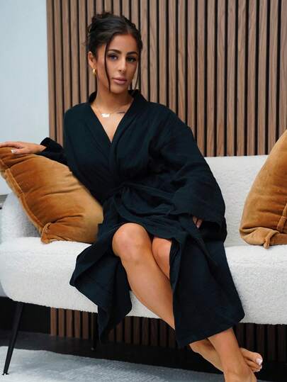 SAYEHFBABY 女士柔软棉质蕾丝分层浴袍，舒适睡衣家居服长袍，适合秋季