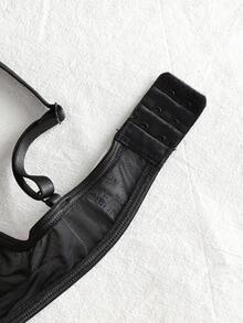 PetitDoll Embroidered Mesh Underwire Bra & Panty Lingerie Set - Black - View 3