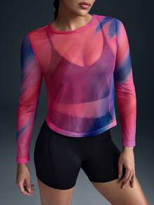 Powerista 女士扎染圆领长袖休闲健身运动T恤 - 紫色 - 查看 3