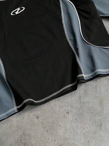 AXEPEAK Men's Casual Loose Fit Sweatshirt With Contrast Stitching And Printed Trim - Black - View 7