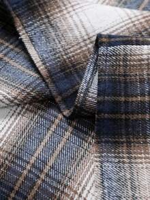 Manfinity Homme Men's Casual Plaid Shacket, Autumn - Navy Blue - View 8