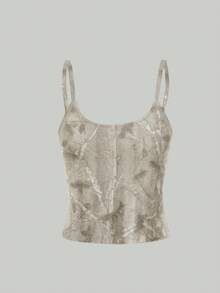 INAWLY Solva Women's Fashionable Camouflage Leaf Print Fitted Camisole - Multicolor - View 1