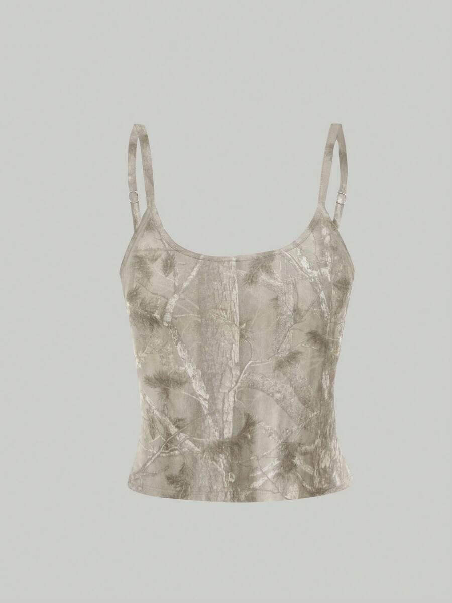 INAWLY Solva Women's Fashionable Camouflage Leaf Print Fitted Camisole - Multicolor - View 1
