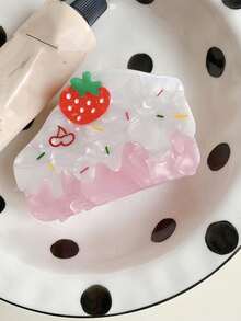 Zazumi 1个草莓蛋糕发爪夹，优雅甜美风格，高品质醋酸材质，适合日常佩戴、约会、节日送礼，多功能发饰，女士耐用发夹，可爱发爪，春夏时尚发饰 - 彩色 - 查看 6