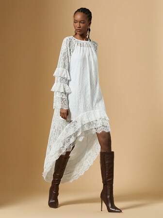 Briarwyn Set de 2 vestidos de mujer: un vestido de manga larga asimétrico con encaje y un vestido de tirantes finos