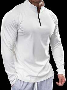 Manfinity Sport Corelite Áo nỉ thể thao nam tối giản, áo khoác thể thao mặc hàng ngày, áo thun nén cho nam - trắng - Xem 3