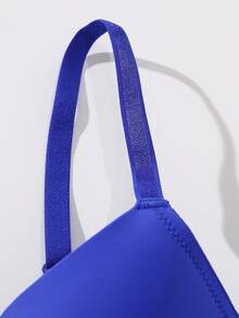 Women's Solid Color Minimalist Design Underwire Bra - Royal Blue - View 4