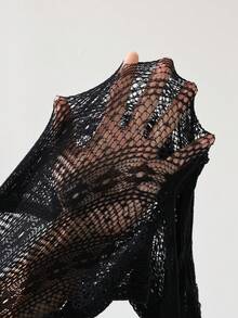 Slaydiva 女士蕾丝拼接镂空性感百搭紧身打底裤 - 黑色 - 查看 6