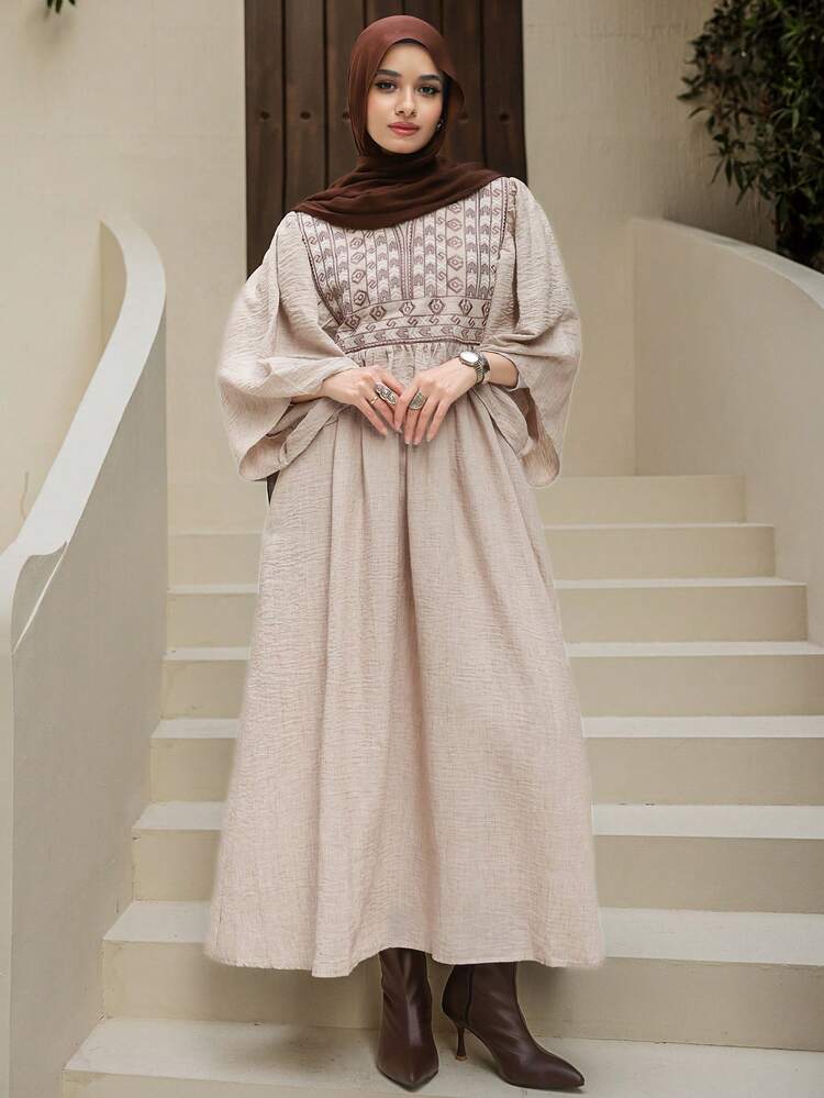 Summer New Loose Casual Vacation Bohemian Style Women Mid-Length Dress Boho