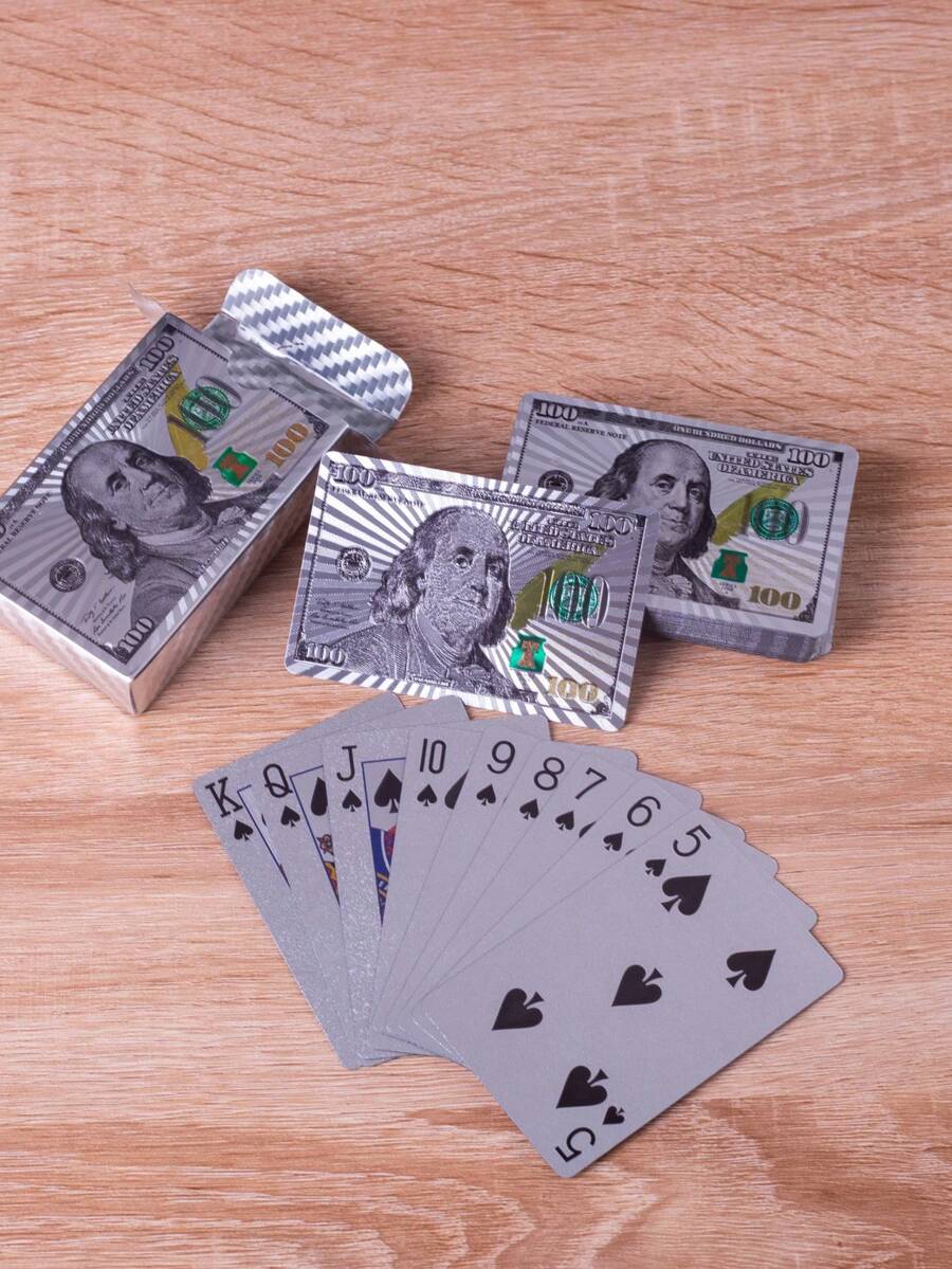 豪华扑克牌 - 防水 - 魔术和派对娱乐的理想之选，PVC材质更适合派对使用，创意玩具，卡牌和扑克系列，德州扑克 - 銀色 - 查看 1