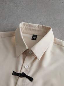 Manfinity Roghcode Bộ quần áo sơ mi tay ngắn đơn giản, tối giản, màu trơn dành cho nam - Màu be - Xem 4